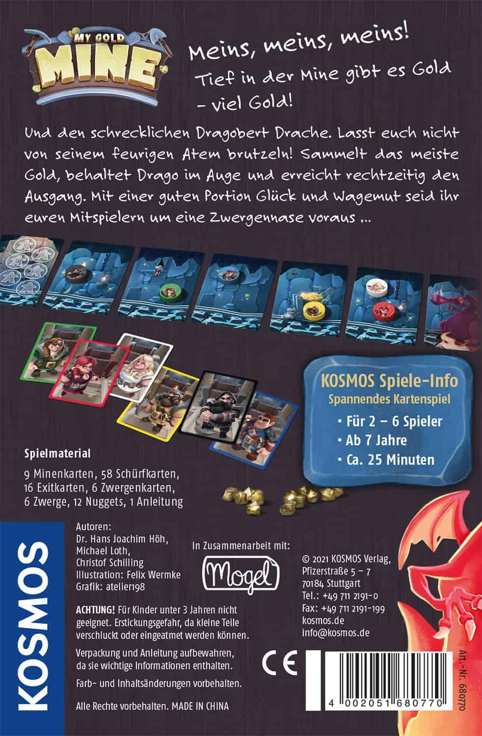 Bild zeigt das Minenfeld-Spiel mit Spielmaterial, Karten und Spielsteinen.
