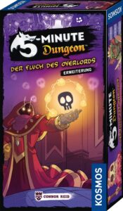Spielbox für 5-Minute Dungeon Erweiterung mit magischer Figur und Skull-Logo.