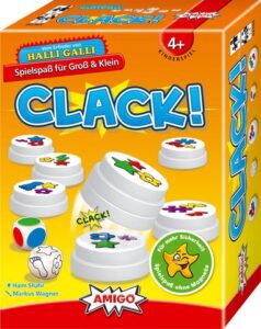 Kinderspiel CLACK! mit bunten Steinen und Magneten.