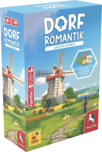 Spielbox mit Windmühlen, Figuren und Mini-Erweiterung.