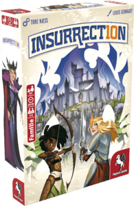 Brettspiel-Box mit Fantasy-Kriegern und Burg im Hintergrund.