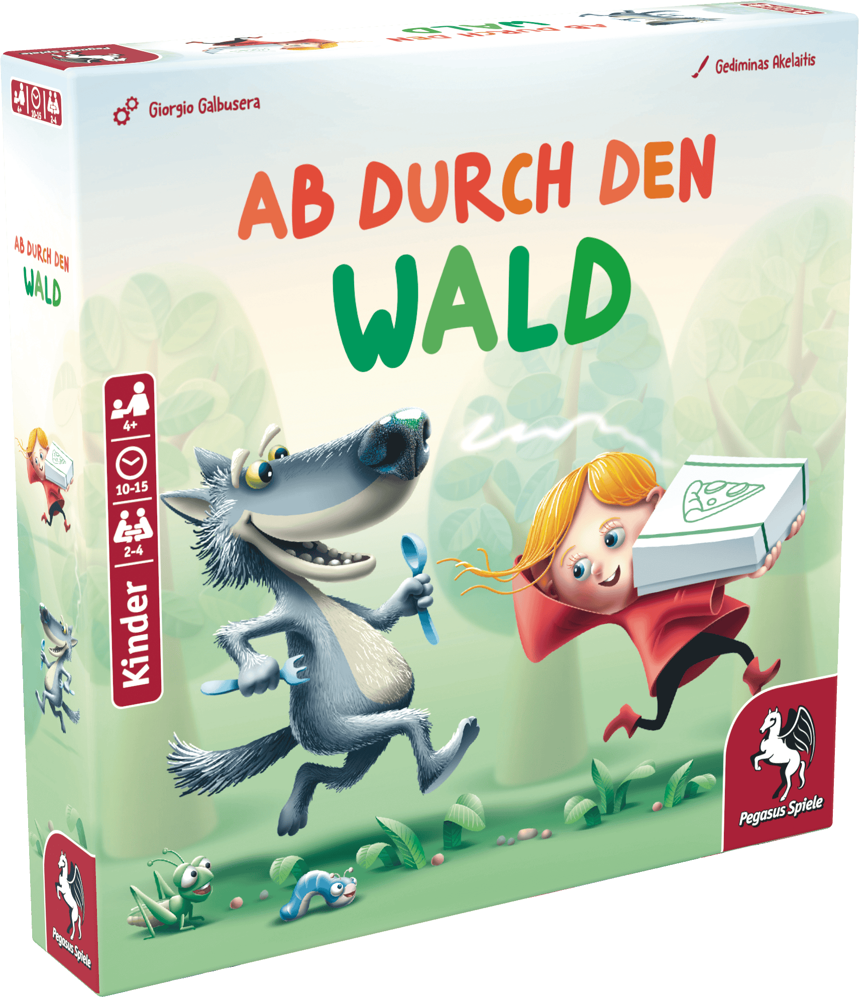Kinderspiel mit Wolf, Kind und Tieren im Wald.