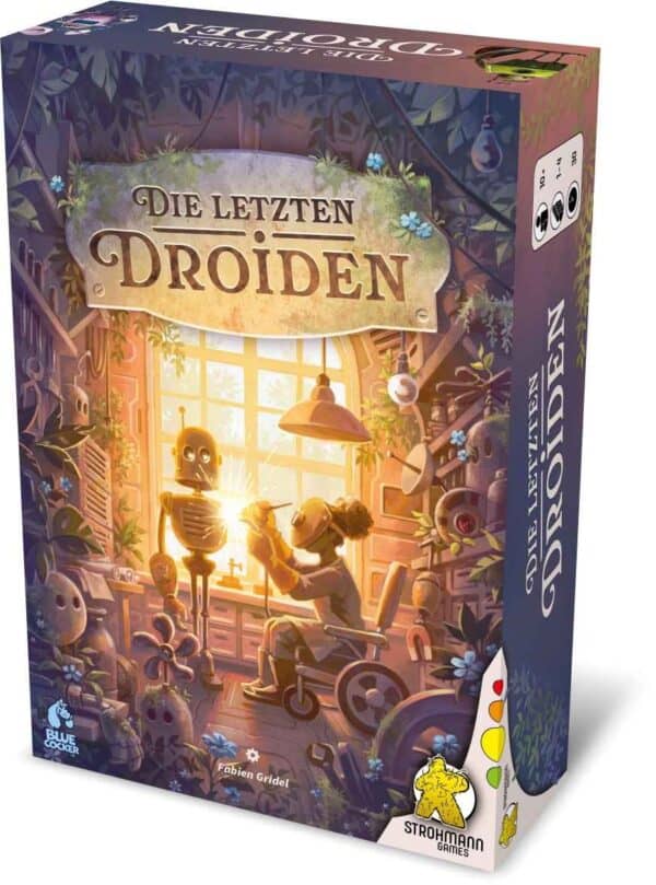 Brettspiel-Box mit Robotern und Kindern im Workshop.