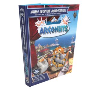 Brettspiel Argonauts mit Figuren und Karten auf dem Tisch.