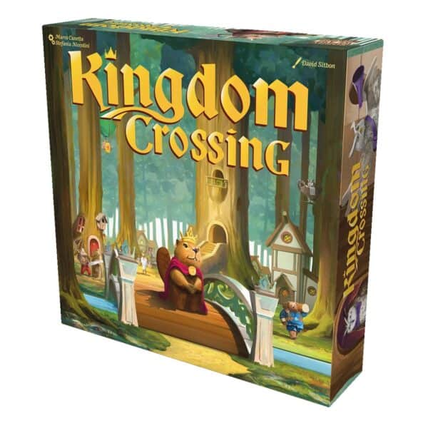 Brettspiel Kingdom Crossing mit Wald- und Tiermotiven.